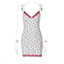 Load image into Gallery viewer, Women Clothing Summer Fresh Sweet Print Stitching Lace Strap Dress for Women