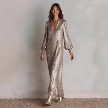 Load image into Gallery viewer, Autumn Winter Long Sleeve Split Sequ Dress Casual Loose Party Dress