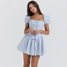 Load image into Gallery viewer, Women Clothing Bubble Sleeve Square Collar Dress Corset Princess Two Piece Sexy Dopamine Wear