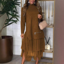 Load image into Gallery viewer, Autumn Winter Women Casual Mesh Stitching Dress