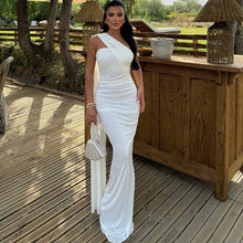 Load image into Gallery viewer, Women Clothing Solid Color Halter Dress Sexy Backless Ribbon Split Maxi Dress