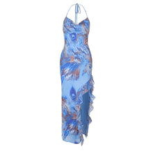 Load image into Gallery viewer, Pocket Collar Print Holiday Dress Spring Summer Sleeveless Split Maxi Dress