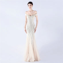 Load image into Gallery viewer, Dress Craft Beaded Mesh Sequin Evening Dress Annual Meeting Performance Host