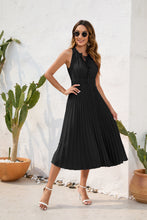 Load image into Gallery viewer, Tied High Waist Pleated Fur Ball Dress Sleeveless Summer Dress Casual Vacation Travel Dress