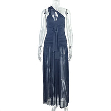 Load image into Gallery viewer, Women Clothing Solid Color Sheath Asymmetric Dress Diagonal Collar Backless Slim Fit Maxi Dress