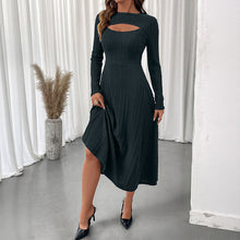 Load image into Gallery viewer, Autumn Elegant Office Sexy Cutout round Neck Solid Color Slim Fit Dress
