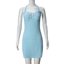 Load image into Gallery viewer, Sexy Slim Fit Halter Stripes Women Clothing Contrast Color Sheath