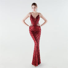 Load image into Gallery viewer, Heavy Industry Sequin Slim Deep Fishtail Evening Dress