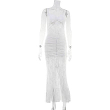 Load image into Gallery viewer, Women Solid Color Lace Sexy Backless Spaghetti Straps Dress Slit Trailing Maxi Dress Gown
