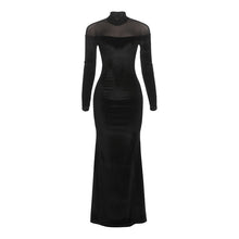 Load image into Gallery viewer, Autumn Winter Women High Collar Long Sleeve Elegant Graceful Slim Solid Color Slimming Dress