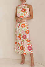 Load image into Gallery viewer, Mature Elegant Women Sleeveless Strap Printing Satin Dress