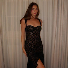 Load image into Gallery viewer, Women Clothing Sexy Lace Sling Slim Fit See through Split High Grade Dress Women