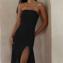 Load image into Gallery viewer, Dress Summer Tassel Sexy Tube Top Split Dress Women