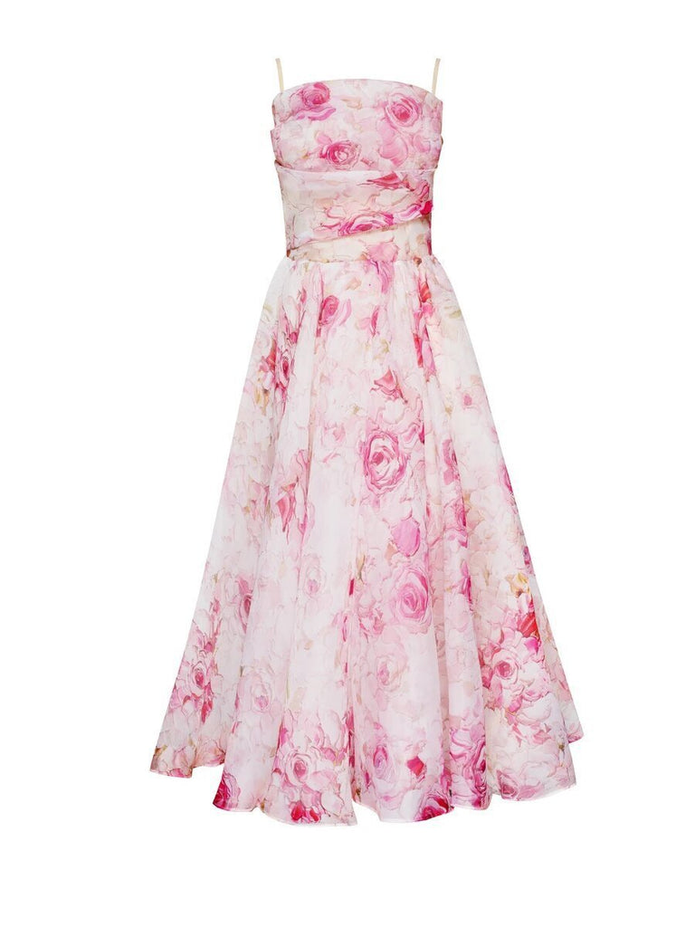 Summer Women Clothing Tube Top Sleeveless Printed Large Swing Dress