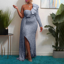 Load image into Gallery viewer, Winter Dress One Shoulder Sequin Bridesmaid Dress Party Maxi Dress Women Clothing