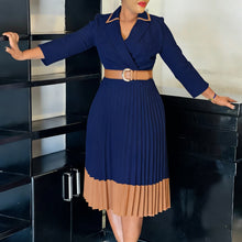 Load image into Gallery viewer, Women Clothing Winter Elegant Elegant Blazers Collar Color Matching Pleated Dress