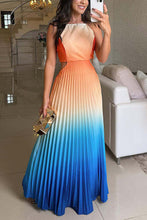 Load image into Gallery viewer, Sleeveless Pleated Backless Gradient Color Dress