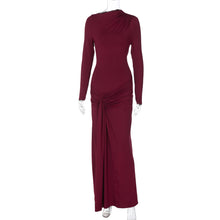 Load image into Gallery viewer, Women Clothing Summer Waist Controlled Lace up Sheath Dress Solid Color Slim Fit Long Sleeves Dress