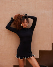 Load image into Gallery viewer, Wave Edge Dress Sexy Tight Wooden Ear Curling Knitted Dress Long Sleeve Ball Autumn Winter