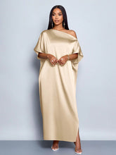 Load image into Gallery viewer, Women Clothing Early Autumn Satin Dress Yellow Satin Maxi Dress
