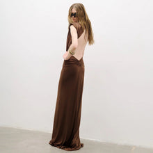 Load image into Gallery viewer, Sexy Brown Twisted Pleated Sleeveless Deep V Plunge Women Clothing Hip Dress