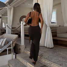 Load image into Gallery viewer, Women Summer Sexy Big Backless Solid Color Basic Dress Sheath Dress