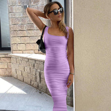 Load image into Gallery viewer, Summer Sexy Women Wear Solid Color Tight Backless Sleeveless Pleated Dress