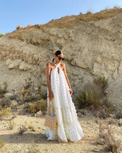 Load image into Gallery viewer, Halter Three Dimensional Floral Mop Tiered Dress