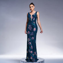 Load image into Gallery viewer, Women Elegant Sexy Sleeveless V neck Sequ Cocktail Evening Dress Bridesmaid Dress