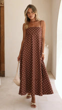Load image into Gallery viewer, Arrival Dress Polka Dot Print High Waist Big Swing Vacation Maxi Dress