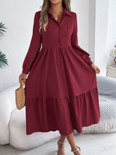 Load image into Gallery viewer, Autumn Winter Collared Casual Loose Long Sleeve Ruffled Shirt Dress Women Clothing