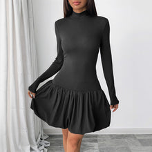 Load image into Gallery viewer, Slim Fit Pettiskirt Simple Elegant Basic Turtleneck Long Sleeve Solid Color Dress