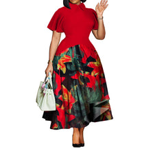 Load image into Gallery viewer, Plus Size Women Clothing Summer Fashionable Elegant Collared Ruffle Sleeve Dress Large Swing African Dress With pockets