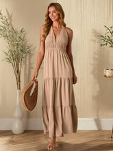 Load image into Gallery viewer, Women Clothing Sexy V neck Halter Lace up Sleeveless Dress Solid Color Dress