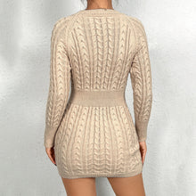 Load image into Gallery viewer, Twist Thread Knitted Dress Women Pullover Round Neck Solid Color Slim Hip Dress Women