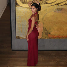 Load image into Gallery viewer, Spring Sexy Halter Stitched Backless Slim Fit Sheath Dress