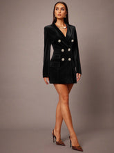 Load image into Gallery viewer, Velvet Coat Women Polo Collar Elegant British Double Breasted Slim Business Blazers Dress