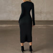 Load image into Gallery viewer, Women Clothing Autumn Solid Color Long Sleeved Hip Dress