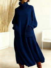 Load image into Gallery viewer, High Neck Woolen Dress Loose Woolen Coat