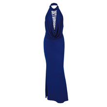 Load image into Gallery viewer, French Women Clothing Winter Lace Stitching Sexy Hollow Out Cutout Backless Split Halter Dress