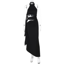 Load image into Gallery viewer, Sexy Hollow Out Cutout Backless Stitching Strap Long Slit Halter Dress Women