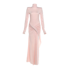 Load image into Gallery viewer, Women Clothing Spring Solid Color Elegant Graceful Turtleneck Waist Tight Split Long Sleeve Dress