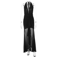Load image into Gallery viewer, Summer Mesh Stitching Elegant Dress Maxi Dress V neck Halter Backless Sexy Dress Women