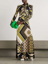 Load image into Gallery viewer, Autumn Winter Printing Positioning Collared Long Sleeve Split Dress Women