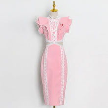 Load image into Gallery viewer, Elegant Women Hip Sexy Solid Color Ruffles Stitching Scheming Hollow Out Cutout out Maxi Dress