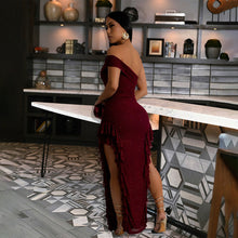 Load image into Gallery viewer, Women Clothing Slim Fit Slit Dress Sexy off the Shoulder Maxi Dress Women