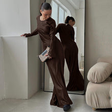 Load image into Gallery viewer, Satin Round Neck Long Sleeved Dress Women Clothing Autumn Elegant Sheath Dress