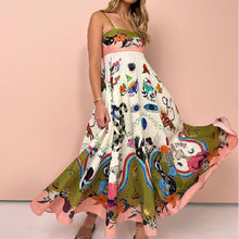 Load image into Gallery viewer, Sexy Women Clothing Cotton Linen Sleeveless Graffiti Printing Sleeveless Swing Dress Amplified craft