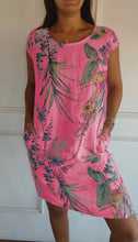 Load image into Gallery viewer, Women Clothing Summer Cotton Linen round Neck Printed with Pocket
