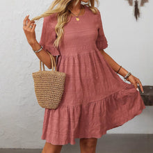 Load image into Gallery viewer, Spring Summer Women Clothing Loose Casual Short Sleeve Flowy Dress